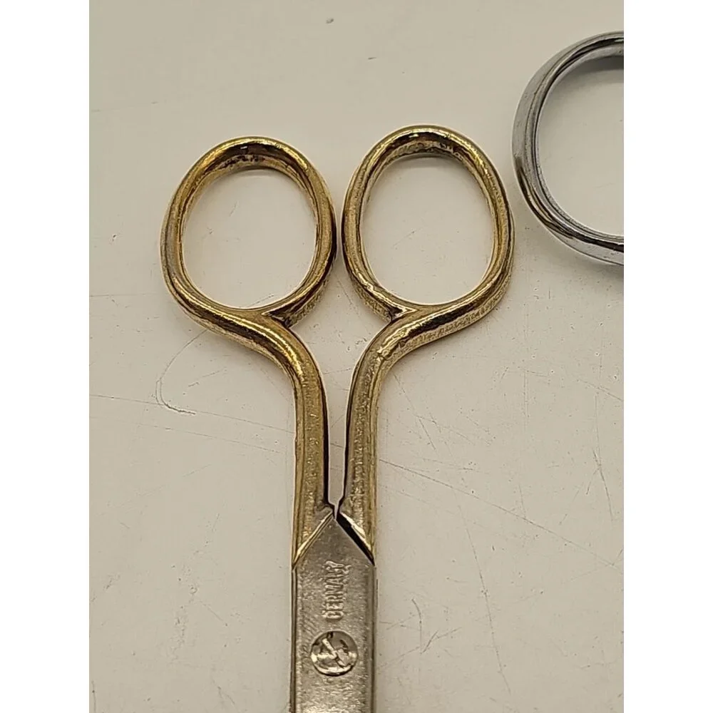 Germany vintage silver tone‎ sewing tailor fabric shears scissors 2 Pair Italy